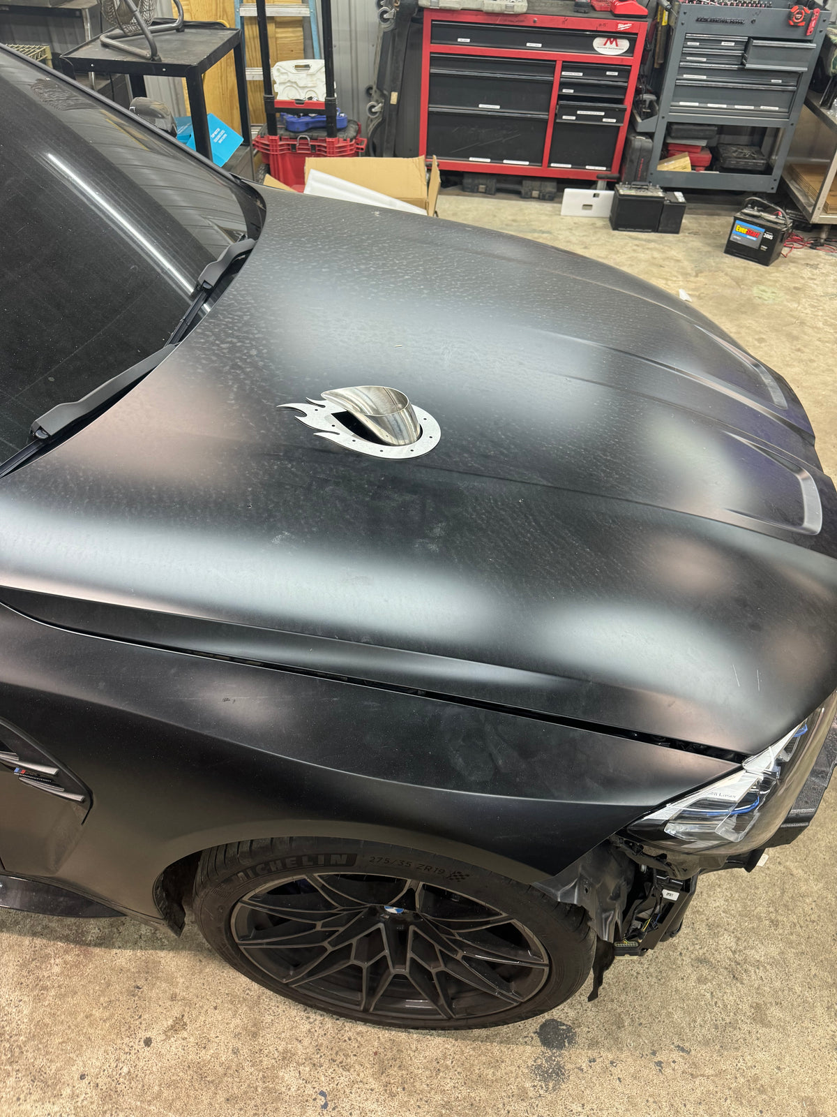 Flame Tear Drop Tip Hood Trim Overlay