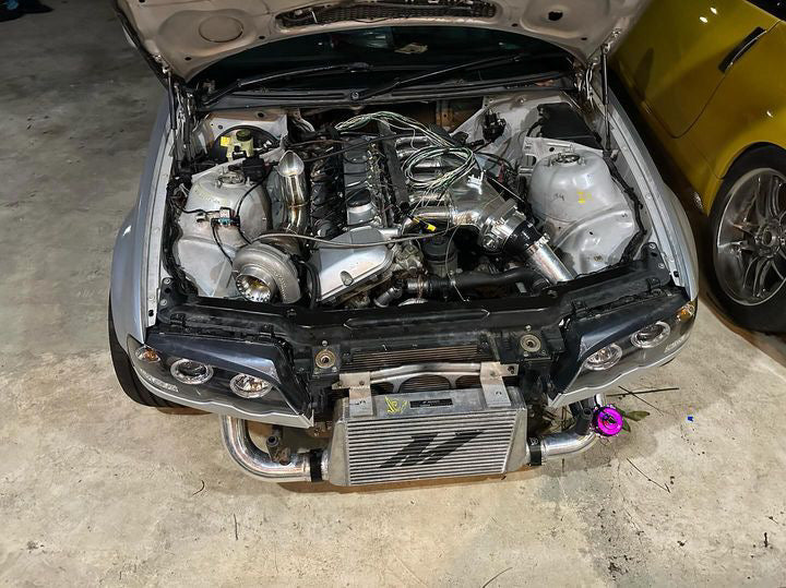 BMW E46 3” Single Turbo tear drop hood dump